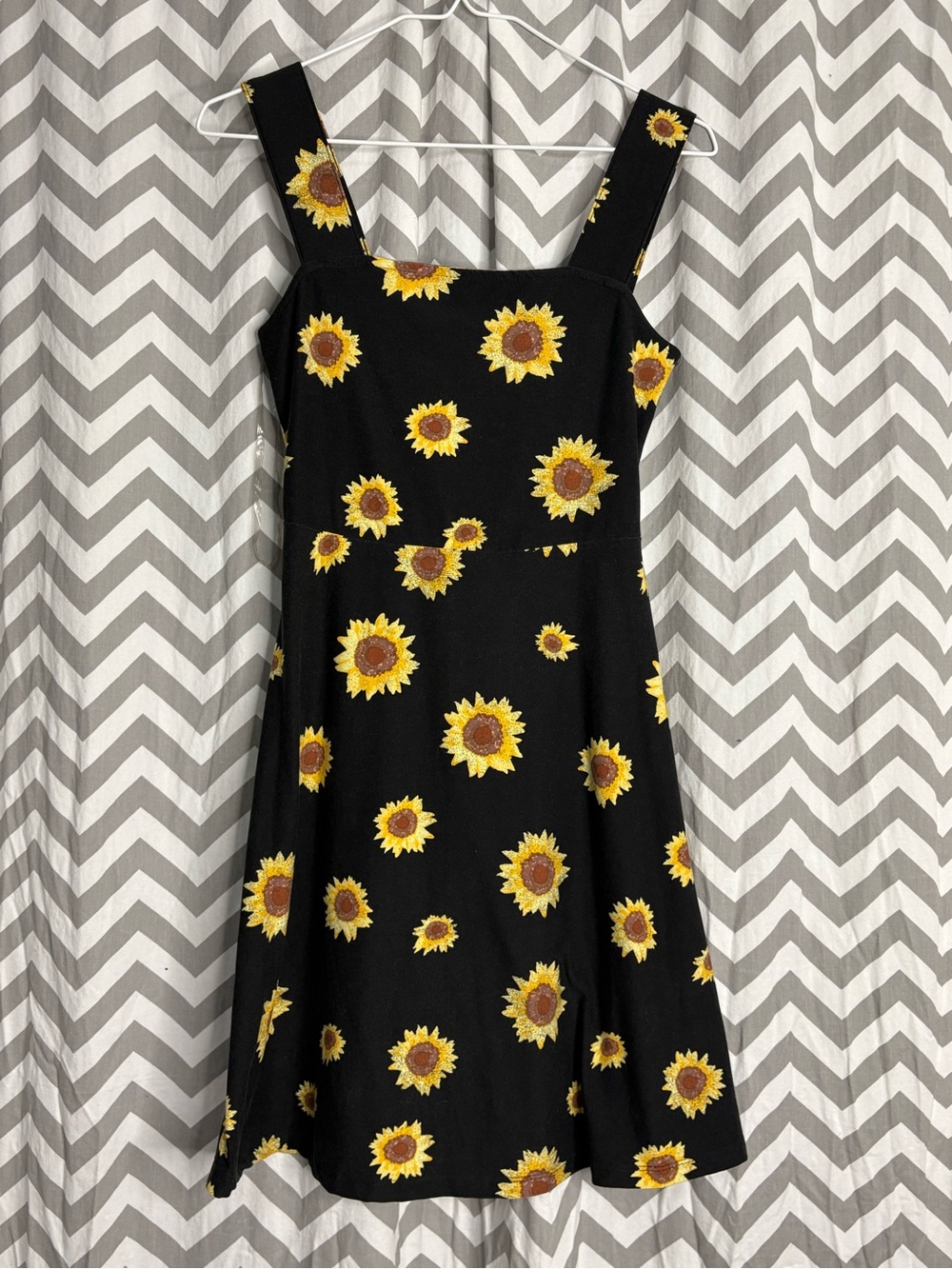 SO Black Sundress with Yellow Sunflower Print